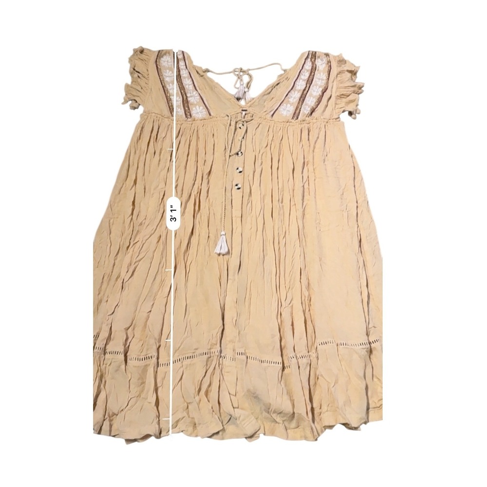 Free People Will Wait For You Dress Women's Medium Natural Boho Ruffle Festival - Picture 9 of 9